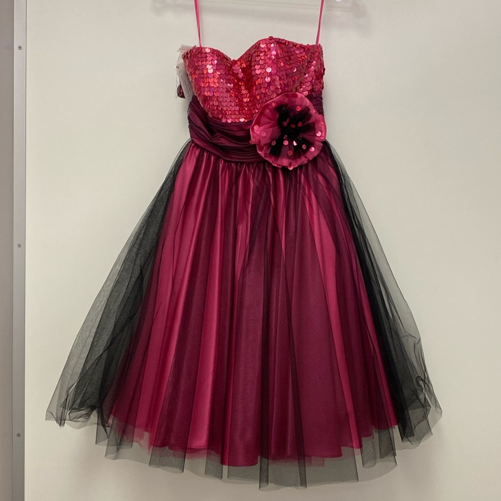 Pink and black homecoming dress